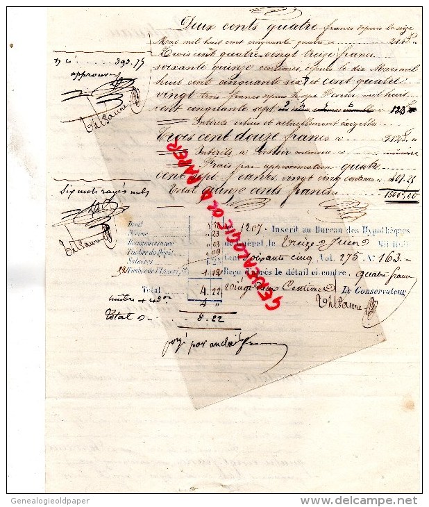 23 - BUSSIERE DUNOISE -13 JUIN 1865- INSCRIPTION HYPOTHEQUE -FRANCOIS AUCLAIR TAILLEUR DE PIERRES AU BOUCHAUD-MONNEYRAT - Manuscripts