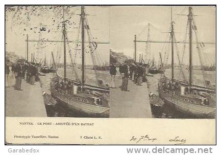 CPA Stéréoscopique De NANTES - Le Port - Arrivée D'un Bateau (stéréo N°3) (Phototypie Vasselier). - Nantes