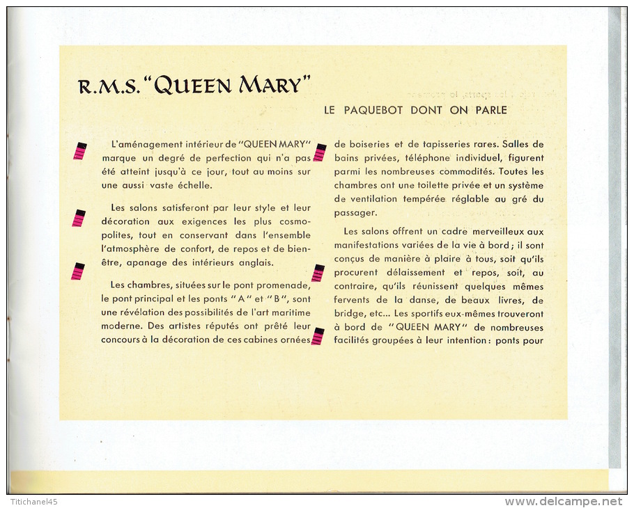 Brochure Publicitaire éditée Lors De L´inauguration En 1936 Du R.M.S. QUEEN MARY De La CUNARD WHITE STAR - Autres & Non Classés