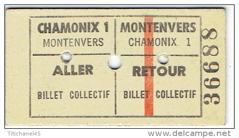 Billet Collectif Aller-retour CHAMONIX 1 - MONTENVERS (années 50) - Europe