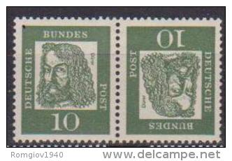 GERMANIA OCCIDENTALE 1961-62 CELEBRITA' TEDESCHE TETE BECHE YVERT 223 MNH XF - Nuovi