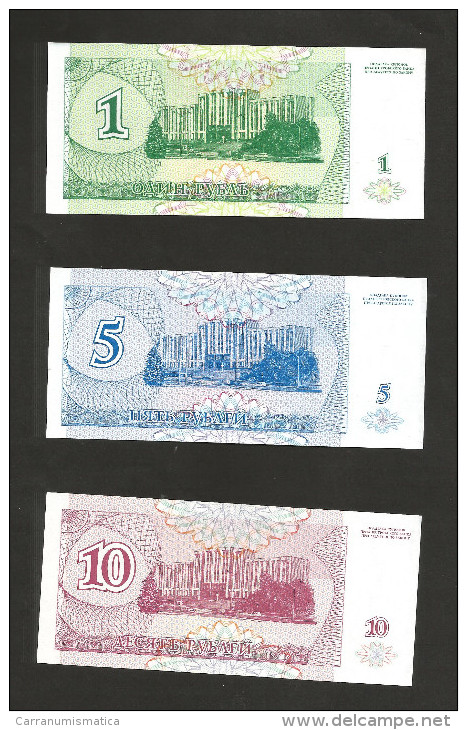 [NC] TRANSNISTRIA - 1 / 5 / 10 ROUBLES (1994) - LOT Of 3 DIFFERENT BANKNOTES - Andere - Europa