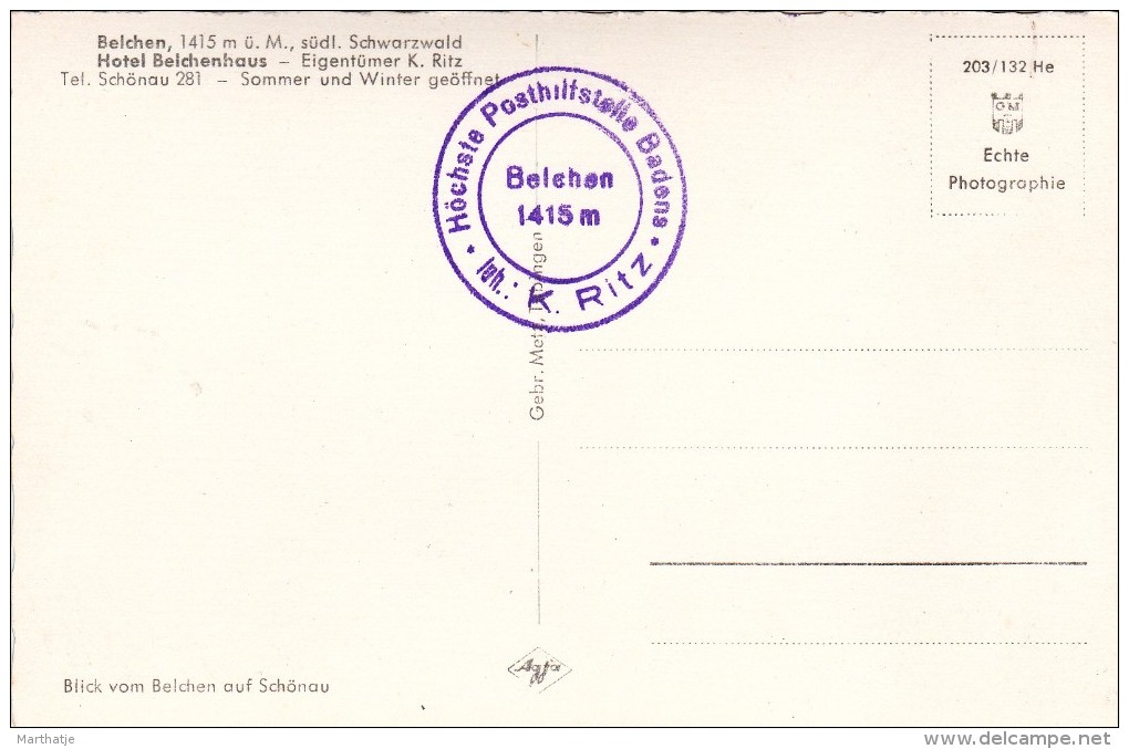 Belchen, 1415m ü. M., Südl. Schwarzwald - Blick Vom Belchen Auf Schönau. - Loerrach