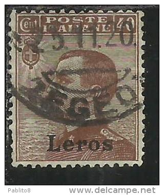 COLONIE ITALIANE EGEO 1912 LERO (LEROS) CENT. 40 CENTESIMI USATO USED - Egée (Lero)