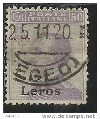 COLONIE ITALIANE EGEO 1912 LERO (LEROS) CENT. 50 CENTESIMI USATO USED - Ägäis (Lero)