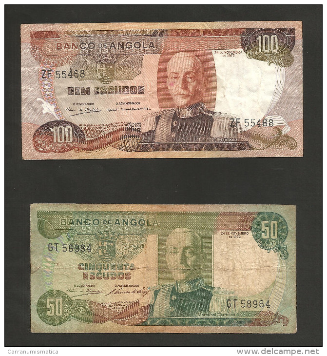 ANGOLA - BANCO De ANGOLA - 50 / 100 ESCUDOS (1972 ) LOT Of 2 DIFFERENT BANKNOTES - Angola