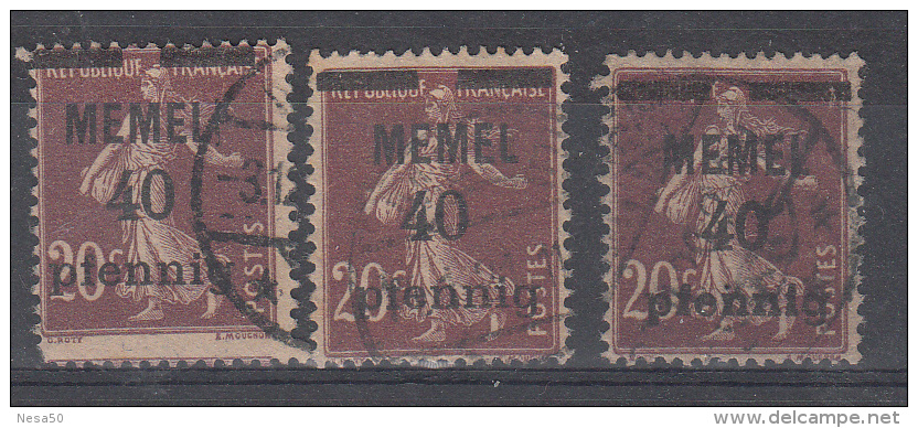 Duitse Rijk Gebied Memel 1920 Mi Nr 22 3x - Gebruikt