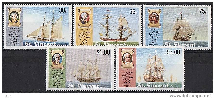 St VINCENT // 1989 Bicent Révolution Française Bateaux Fr 18eme Siècle // 5v NEUFS *** (MNH SET) - St.Vincent (1979-...)