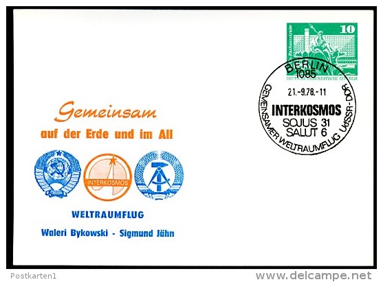 DDR PP16 B1/004 Privat-Postkarte WELTRAUMFLUG SIGMUND JÄHN Berlin Sost.3  1978  NGK 5,00 € - Andere & Zonder Classificatie