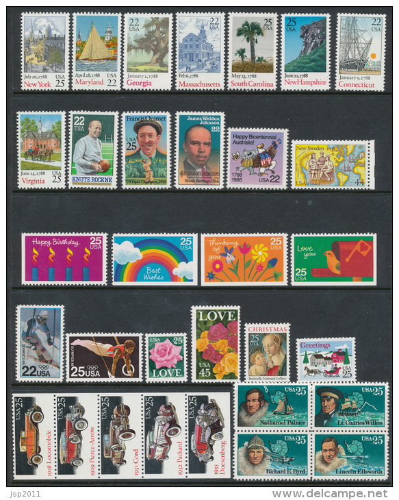USA 1988 Mint Set Of Commemorative Stamps. Please Read The Description And Look At The Pictures! - Volledige Jaargang
