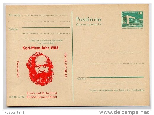 KARL-MARX-JAHR DDR P84-18-83 C26 Postkarte Zudruck DRESDEN 1983 - Karl Marx