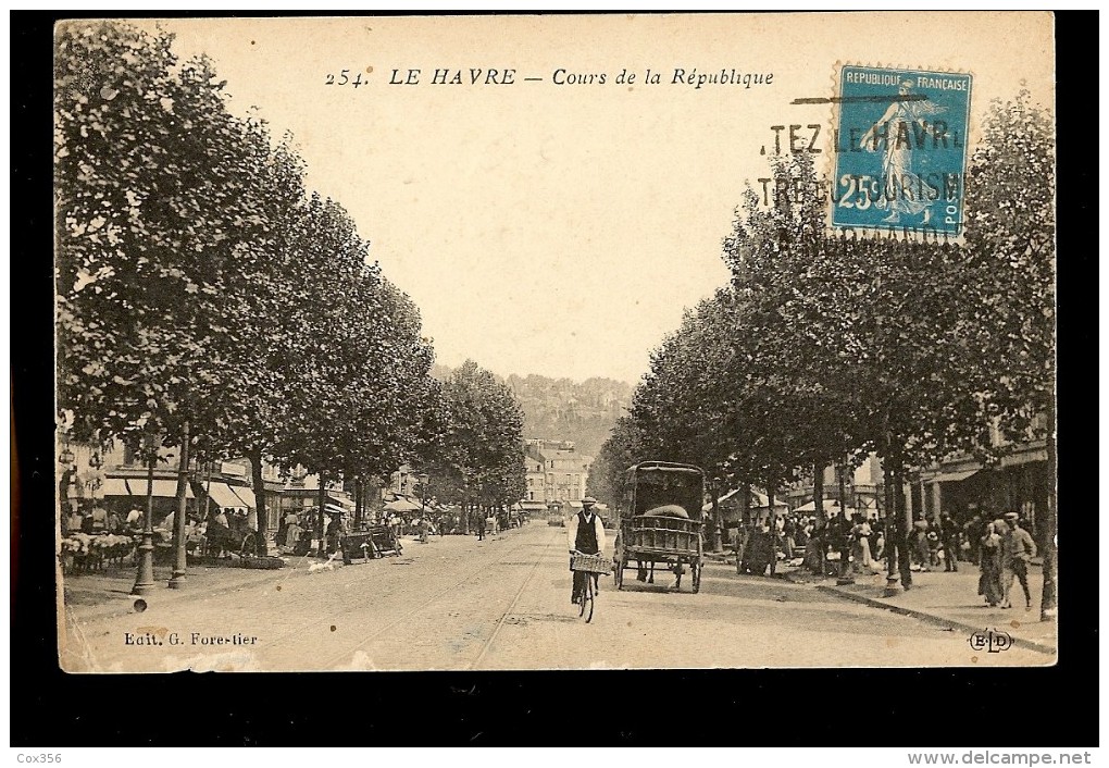 CPA  76 Le HAVRE Cours De La République , Marcher , Vélo , Attelage , Animée - Gare