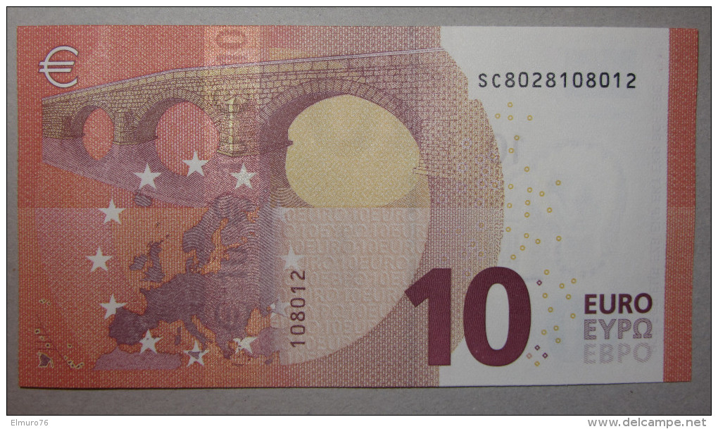 10 Euro S003H4 Nice Number Italy SC Draghi Perfect UNC - 10 Euro