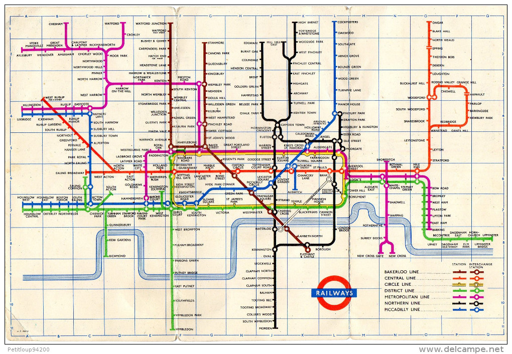 PLAN METRO LONDRES   RAILWAYS London Transport 1955 - Europe