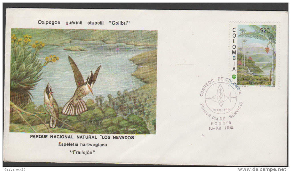 O) 1981 COLOMBIA, BIRDS, FRAILEJON, NATIONAL NATURE RESERVE THE SNOW, FDC VF - Colombia