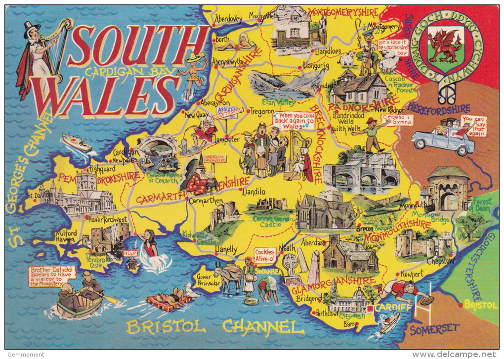 MAP CARD - SOUTH WALES. - Maps