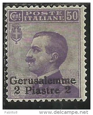 LEVANTE GERUSALEMME OVERPRINTED ITALY SOPRASTAMPATO D'ITALIA 1909 - 1911 2pi SU CENT. 50c MLH - Uffici D'Europa E D'Asia