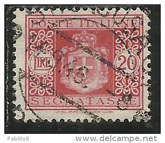 ITALY KINGDOM ITALIA REGNO LUOGOTENENZA 1945 TASSE TAXES POSTAGE DUE SEGNATASSE RUOTA WHEEL LIRE 20 USATO USED OBLITERE' - Taxe