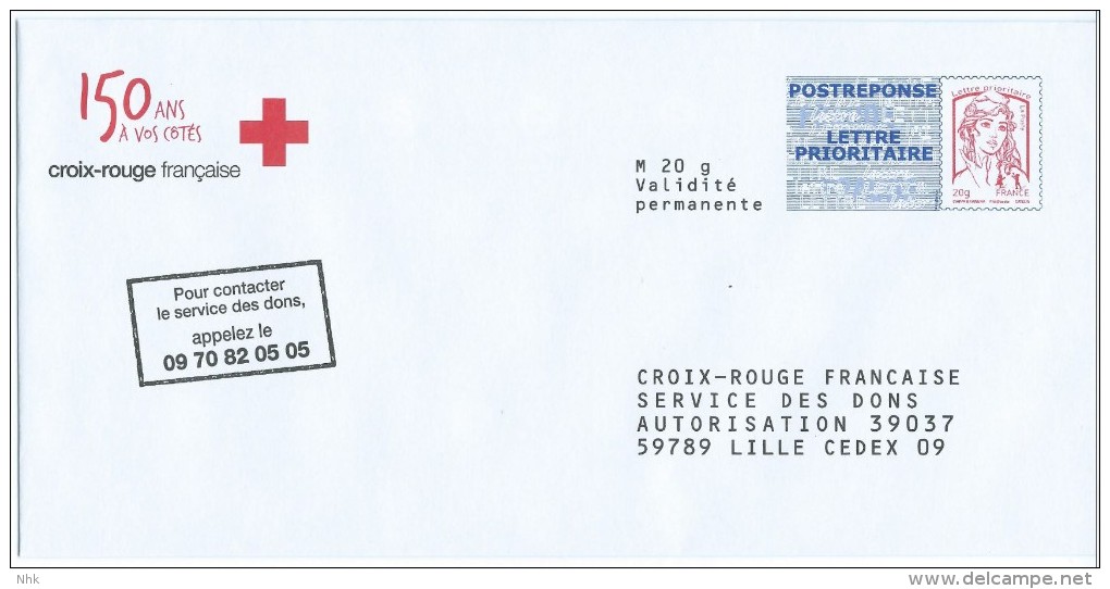 Entiers Postaux : Enveloppe Réponse Type Ciappa -Kavena 150 Ans Croix-Rouge 13P508   ** - Prêts-à-poster:Answer/Ciappa-Kavena