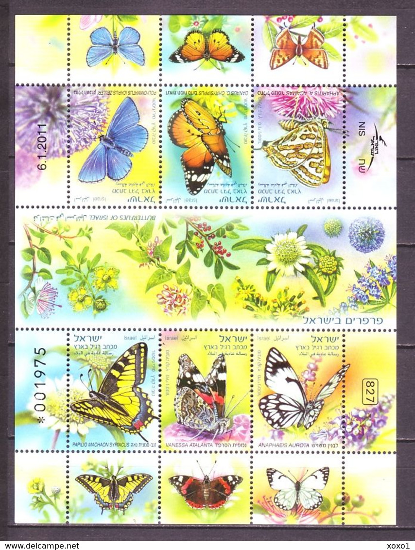 Israel 2011 MiNr. 2196 - 2201  Insects BUTTERFLIES 1 S\sh MNH** 5,00 € - Farfalle