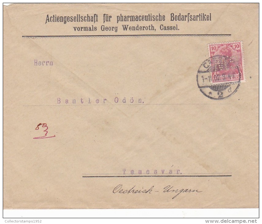 999A  PERFINS,  PHARMACY GEORG WENDEROTH PATENT  'G W '  1902 GERMANY. - Perfins