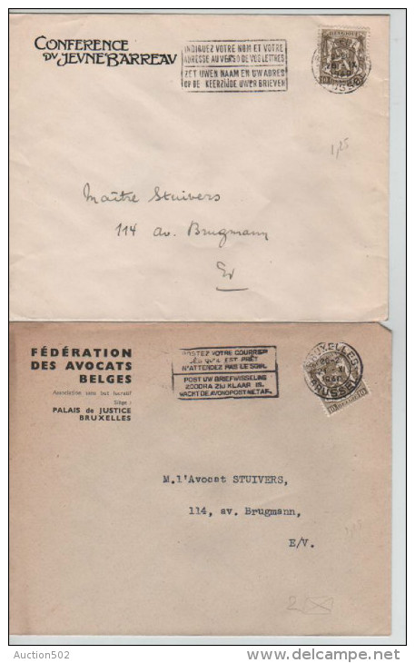 2 L.petit Sceau De L'Etat Entête Conférence Du Jeune Barreau & Fédération Des Avocats Belges C.Bruxelles En 1940 PR1340 - Autres & Non Classés