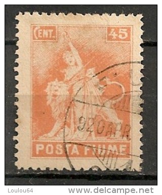 Timbres - Italie - 2 ème Guerre Mond. (Italie) - Fiume - 1919 - 45 Cent. - - Fiume & Kupa