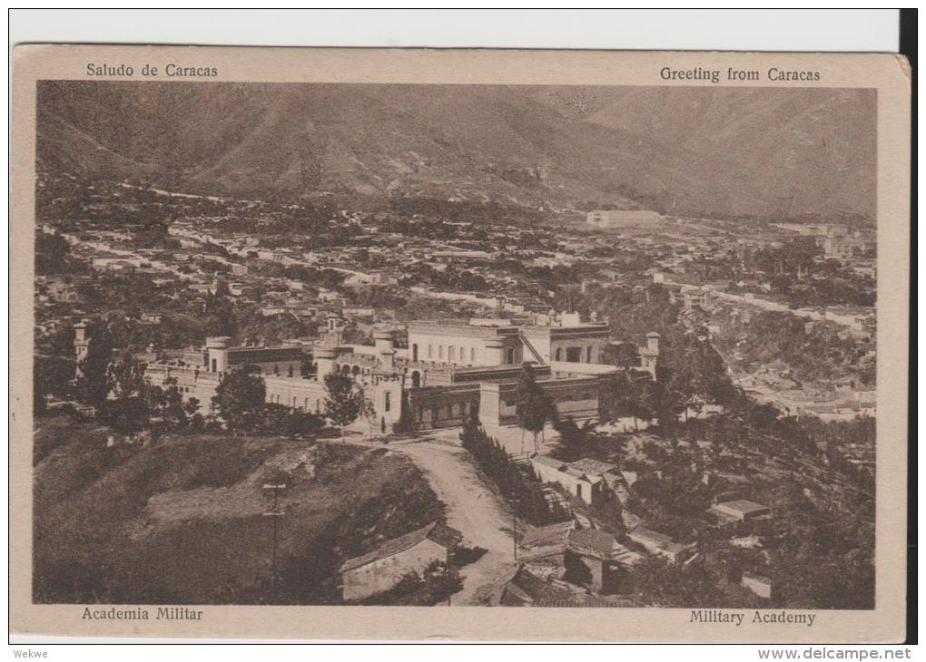 Ven068/ Bildkarte Mit Caracas, Militär Akademie 1928 Nach USA Gesandt. - Venezuela