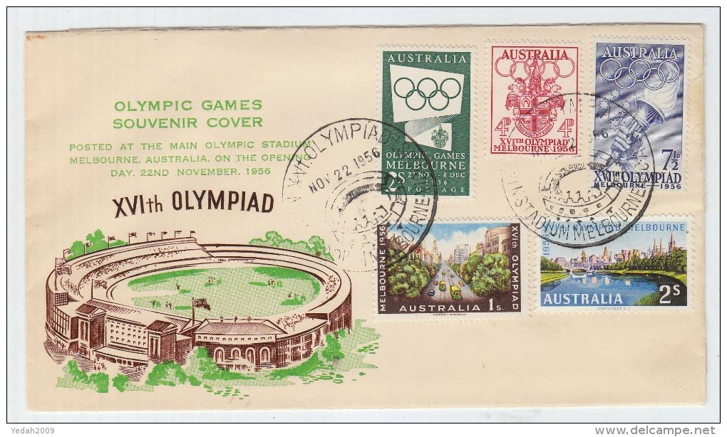 Australia SOUVENIR COVER OLYMPIC GAMES 1956 - Summer 1956: Melbourne