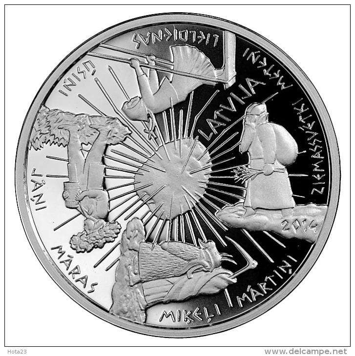 5 EURO 2014 Latvia Silver Coin The Year Round ; Sun Feast Christmas Time Proof - Latvia