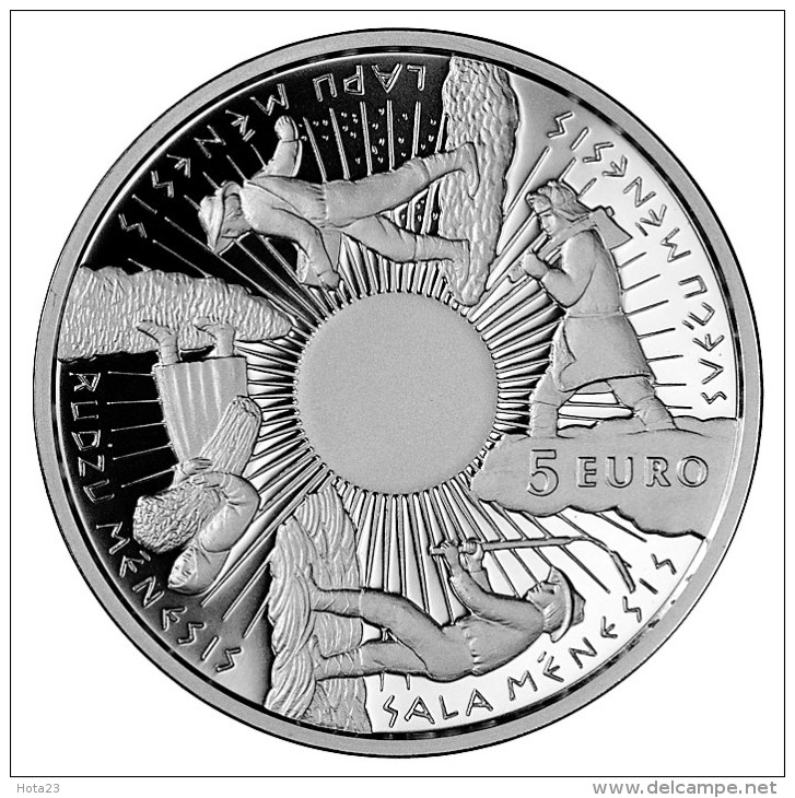 5 EURO 2014 Latvia Silver Coin The Year Round ; Sun Feast Christmas Time Proof - Latvia