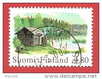 FINLANDIA USATO - 1999 - Paesaggi - Ordinaria - Vecchia Sauna Di Binnesee - 4,80 Mk - Michel FI 1484 - Used Stamps