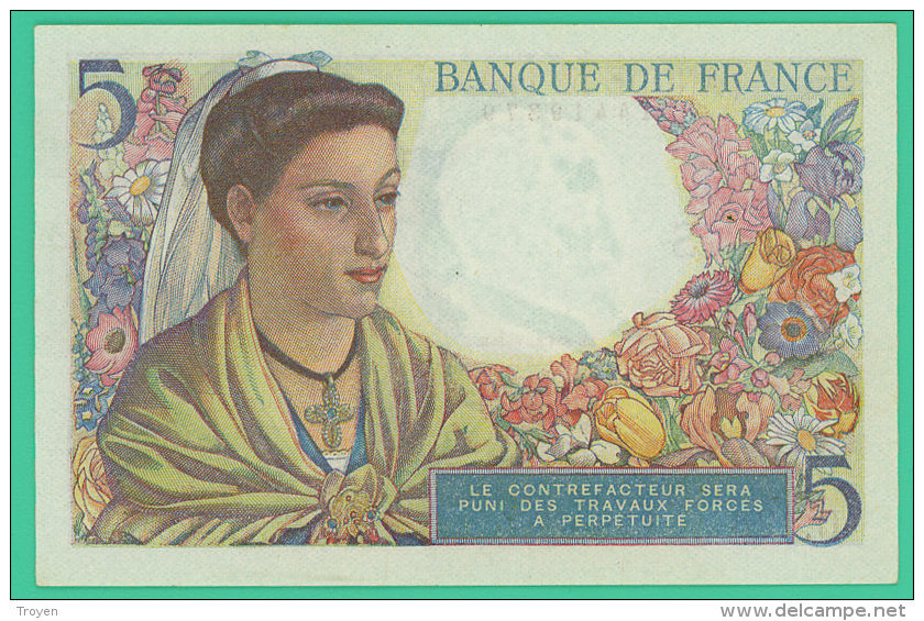 France -  5 Francs -  Berger - N°.U.126 / 19379 - F.5=4=1945.F. - Sup - 5 F 1943-1947 ''Berger''