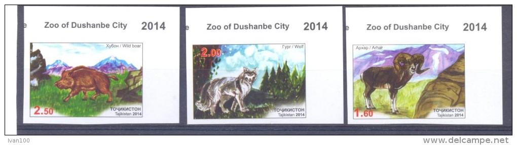 2014.Tajikistan, Dushanbe Zoo II, 3v IMPERFORATED, Mint/** - Tadjikistan