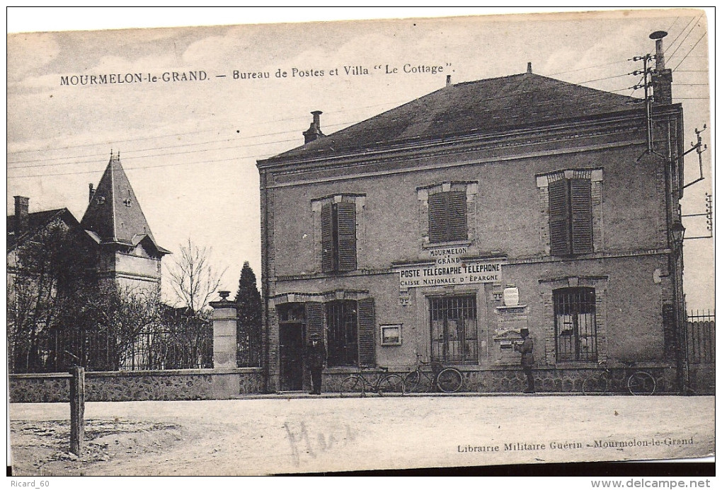 Cpa Mourmelon Le Grand, Bureau De Postes Et Villa Le Cottage - Mourmelon Le Grand