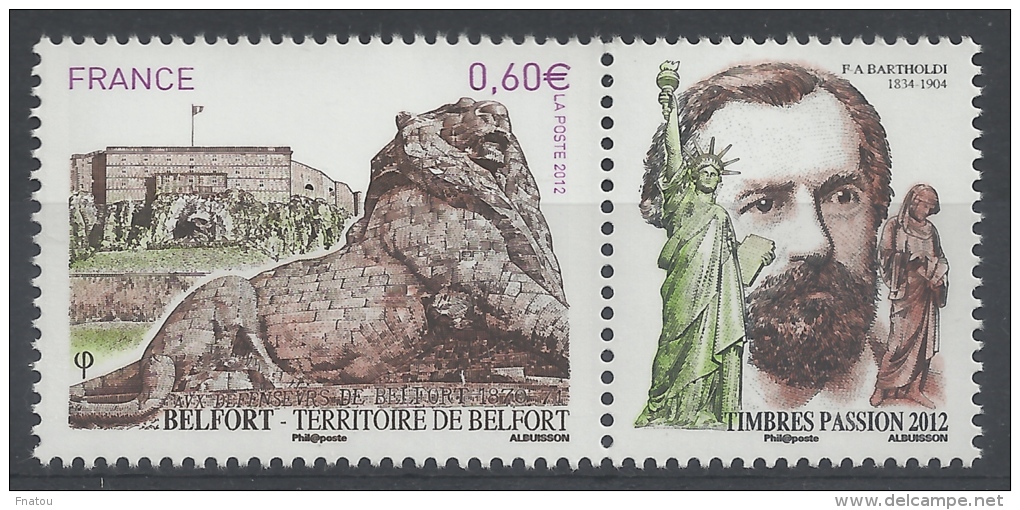 France, Lion Of Belfort Statue, F. A. Bartholdi, 2012, MNH VF - Unused Stamps