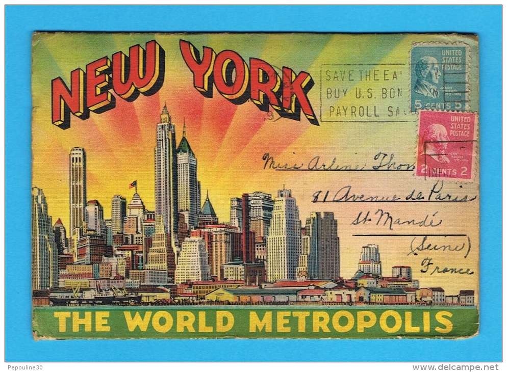 DÉPLIANT //  . NEW YORK THE WORLD METROPOLIS  19 VUES - (1949) . - Panoramic Views