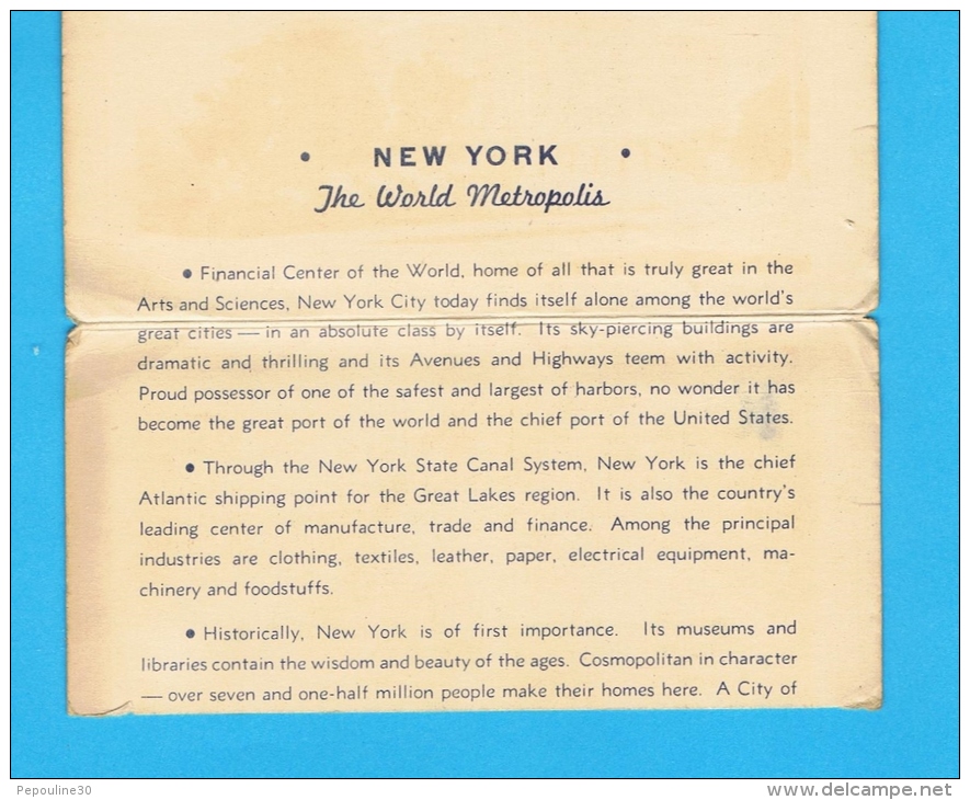 DÉPLIANT //  . NEW YORK THE WORLD METROPOLIS  19 VUES - (1949) . - Panoramic Views