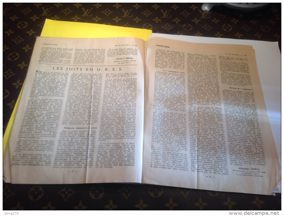 L Observateur  Politique économique Et Littéraire Paix Guerre 1953  Les Juifs En URSS Par Alexander Werth - Sonstige & Ohne Zuordnung