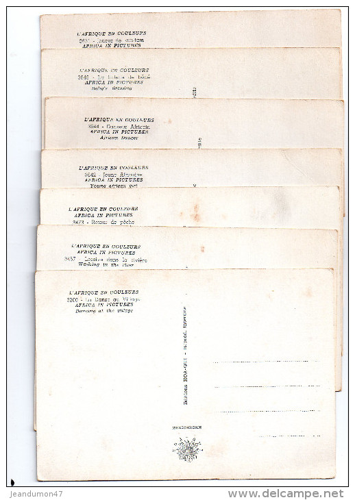 LOT DE 8 CARTES - AFRIQUE EN COULEURS. NON CIRCULEES. N° 3200, 3467, 3473, 3642, 3644, 3648, 3651.  LEGENDE DESCRIPTION - África