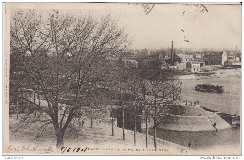 CPA 94 CHARENTON LE PONT -EMBOUCHURE DE LA MARNE 1901 Péniche  A814 - Charenton Le Pont