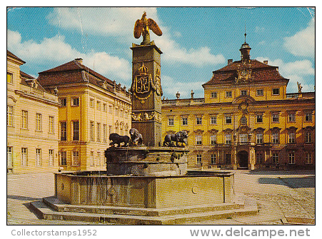 6960- POSTCARD, LUDWIGSBURG- MONREPOS CASTLE, COURT, FOUNTAIN - Ludwigsburg