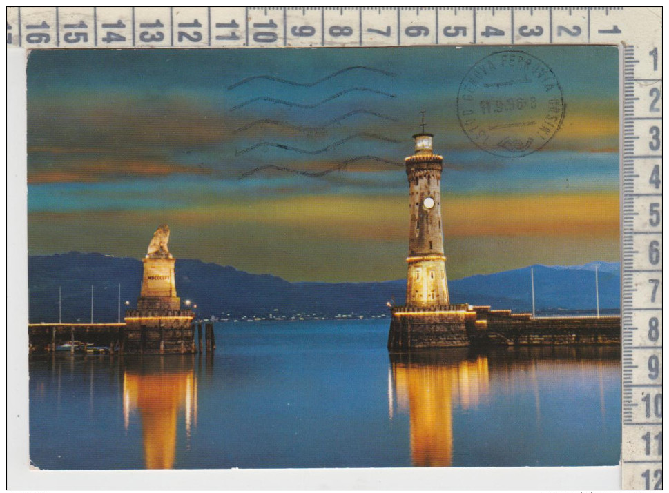 Fari Phare Faro Lighthouse Lindau Im Bodensee Hafen In Festbeleuchtung - Faros