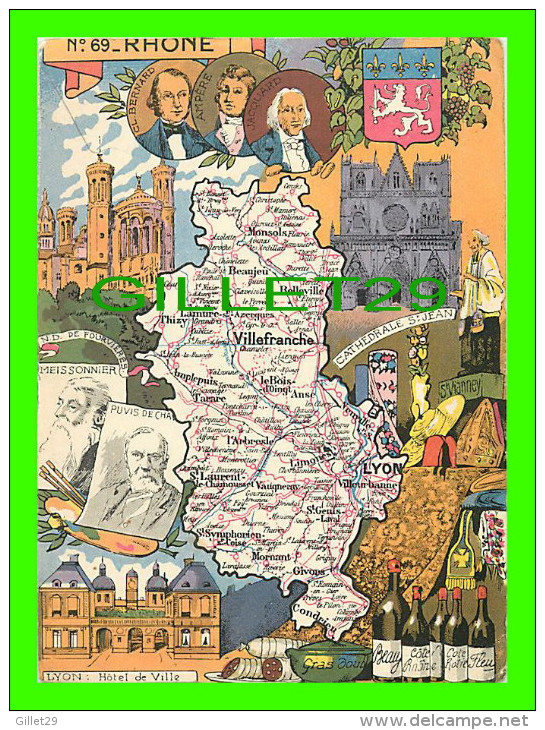 CARTES GÉOGRAPHIQUES - RHÔNE No 69 - ÉCRITE - BLONDEL La ROUGERY, 1946 - - Cartes Géographiques