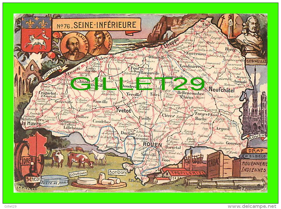 CARTES GÉOGRAPHIQUES - No 76, SEINE-INFÉRIEURE - ÉCRITE - BLONDEL La ROUGERY, 1946 - - Cartes Géographiques