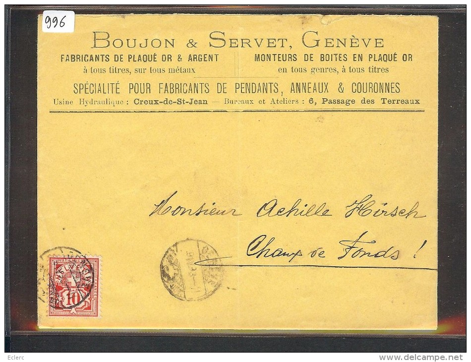 SUISSE - LETTRE HORLOGERIE - MONTRES  - BOUJON & SERVET GENEVE - Lettres & Documents