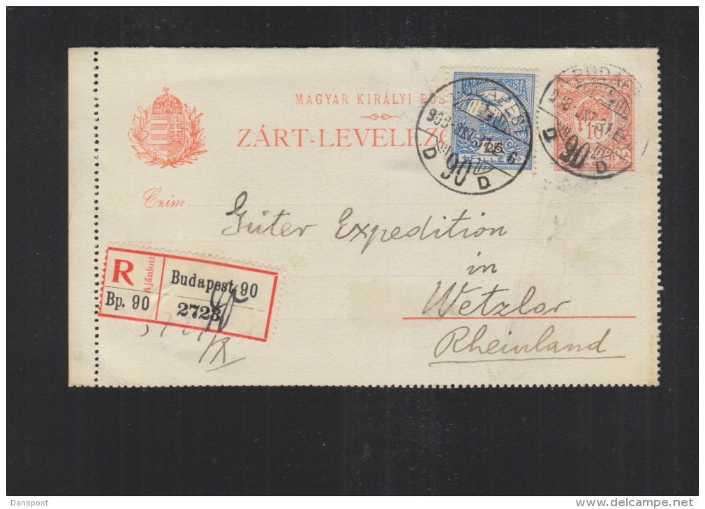 Hungary Registered Letter-Card 1908 To Germany - Briefe U. Dokumente