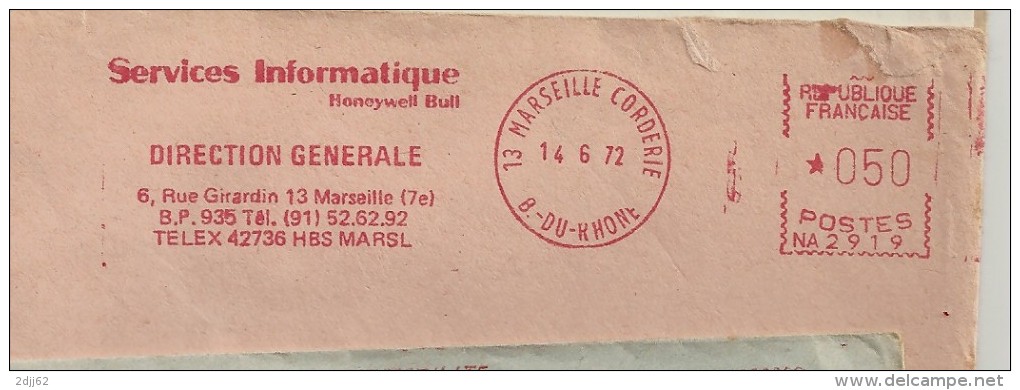 Service, Honeywell Bull, Marseille Cordere - EMA Secap - Enveloppe Entière,   (N685) - Informatik