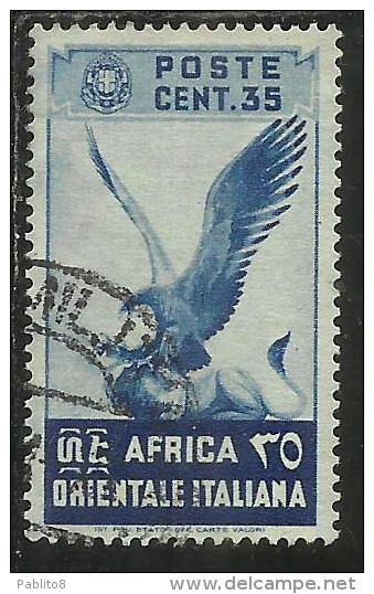 AFRICA ORIENTALE ITALIANA EASTERN ITALIAN AOI 1938 SOGGETTI VARI CENT. 35 USATO USED - Afrique Orientale Italienne