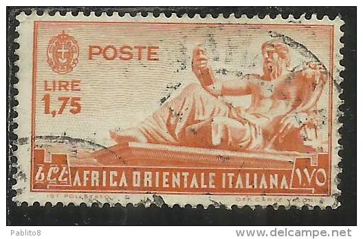 AFRICA ORIENTALE ITALIANA EASTERN ITALIAN AOI 1938 SOGGETTI VARI LIRE 1,75 USATO USED - Italian Eastern Africa